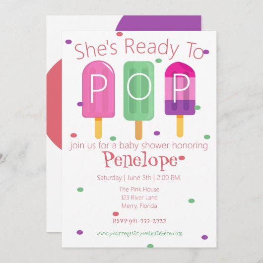 Sie ist bereit zum Pop Einladung (Vorne/Hinten)