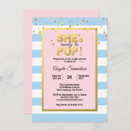 Sie ist bereit zum POP Gender BOY GIRL Baby Shower Einladung