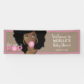 Sie ist bereit zum Pop Pink Baby Shower Natural Ha Banner (Horizontal)