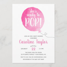 Sie ist bereit zum Pop Pink Gray Baby Girl Dusche Einladung