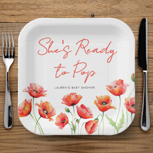 Sie ist bereit zum Pop Poppy Blume Spring Baby Dus Pappteller