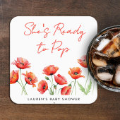 Sie ist bereit zum Pop Poppy Blume Spring Baby Dus Rechteckiger Pappuntersetzer