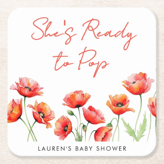 Sie ist bereit zum Pop Poppy Blume Spring Baby Dus Rechteckiger Pappuntersetzer (Vorderseite)