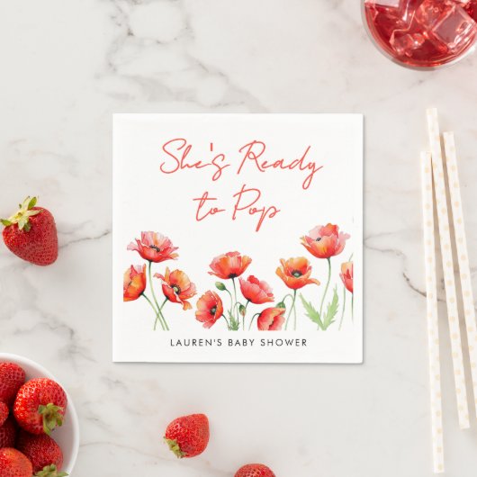 Sie ist bereit zum Pop Poppy Blume Spring Baby Dus Serviette (Beispiel)