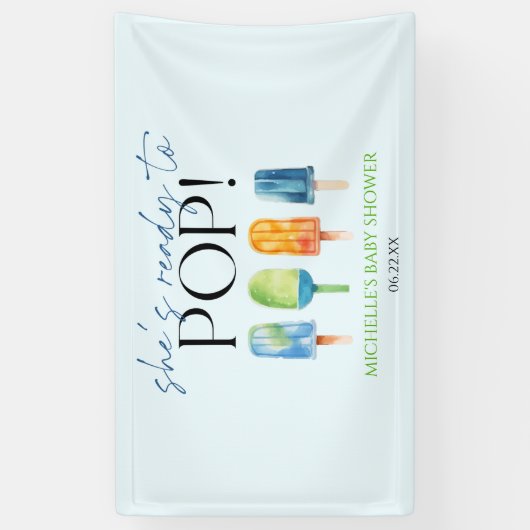 Sie ist bereit zum Pop! Popsicle Baby Dusche Banner (Vertikal)