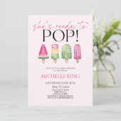 Sie ist bereit zum Pop! Popsicle Baby Dusche Einladung (Stehend Vorderseite)