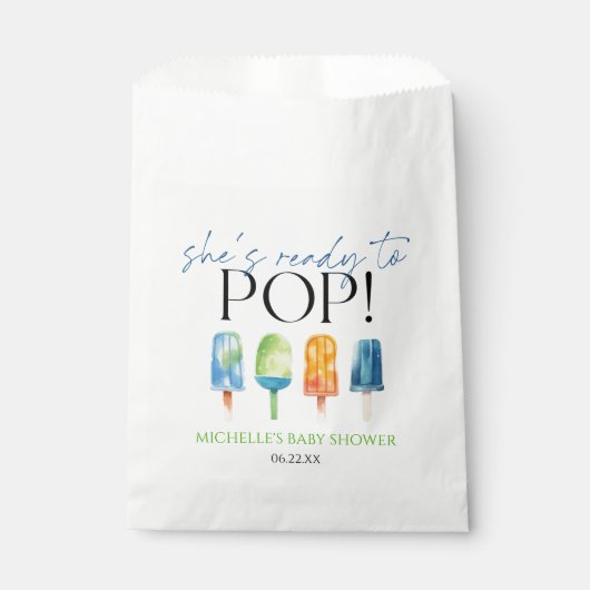 Sie ist bereit zum Pop! Popsicle Baby Dusche Geschenktütchen (Vorderseite)