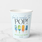 Sie ist bereit zum Pop! Popsicle Baby Dusche Pappbecher (Rückseite)