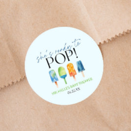Sie ist bereit zum Pop! Popsicle Baby Dusche Runder Aufkleber