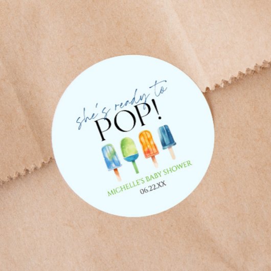 Sie ist bereit zum Pop! Popsicle Baby Dusche Runder Aufkleber