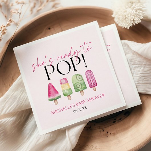 Sie ist bereit zum Pop! Popsicle Baby Dusche Serviette