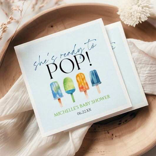 Sie ist bereit zum Pop! Popsicle Baby Dusche Serviette