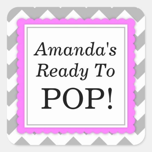 Sie ist bereit zum Pop Square Aufkleber - Zickzack (Vorderseite)