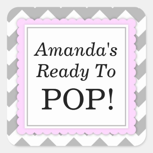 Sie ist bereit zum Pop Square Aufkleber - Zickzack (Vorderseite)