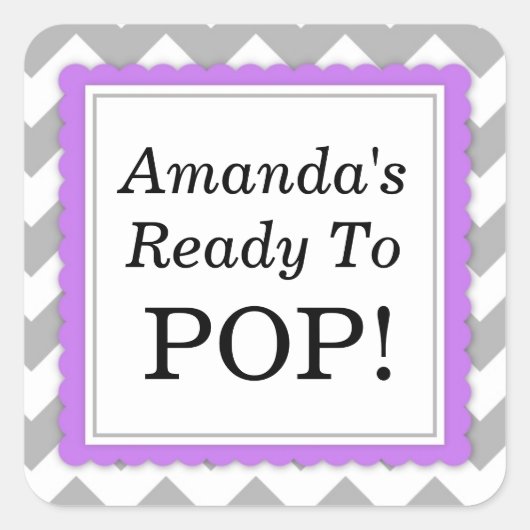 Sie ist bereit zum Pop Square Aufkleber - Zickzack (Vorderseite)