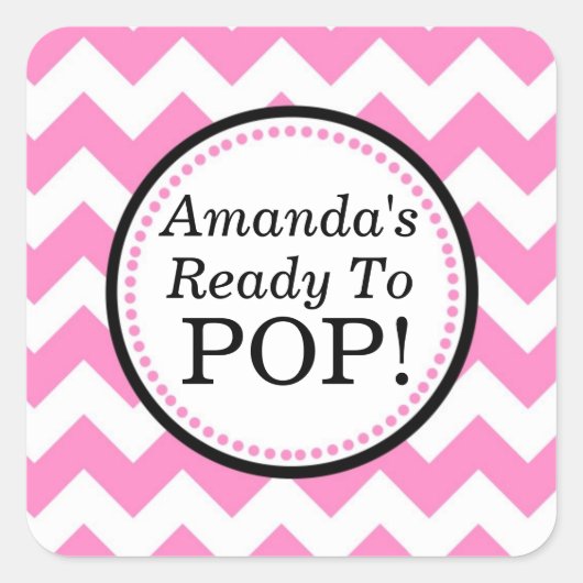 Sie ist bereit zum Pop Square Aufkleber - Zickzack (Vorderseite)