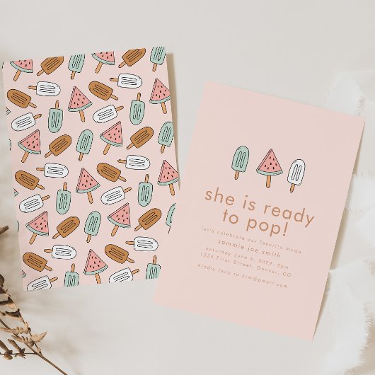 Sie ist bereit zum Pop Summer Popsicle Baby Dusche Einladung