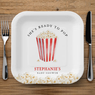 Sie ist bereit zum Pop von Babydusche Popcorn Pappteller