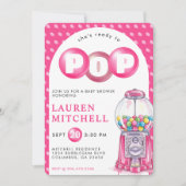 Sie ist bereit zum Pop von Bubblegum Pink Girl Bab Einladung (Vorderseite)