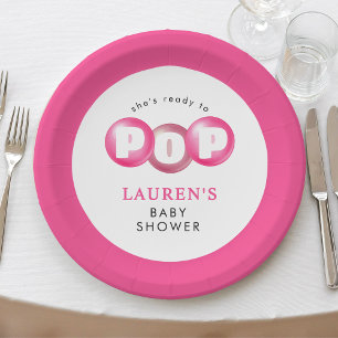 Sie ist bereit zum Pop von Bubblegum Pink Girl Bab Pappteller