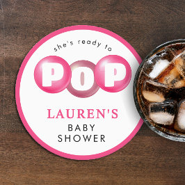 Sie ist bereit zum Pop von Bubblegum Pink Girl Bab Runder Pappuntersetzer