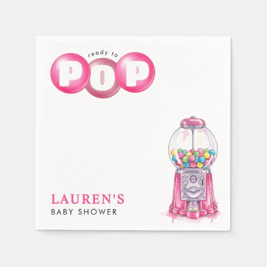 Sie ist bereit zum Pop von Bubblegum Pink Girl Bab Serviette (Vorderseite)