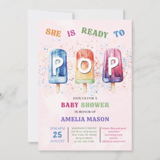 Sie ist bereit zum Pop von Kinderdusche Einladung (Vorderseite)