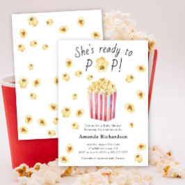 Sie ist bereit zum Pop Watercolor Popcorn Babydusc Einladung