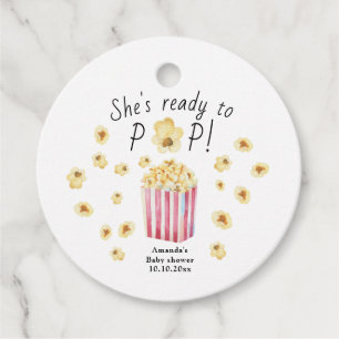 Sie ist bereit zum Pop Watercolor Popcorn Babydusc Geschenkanhänger