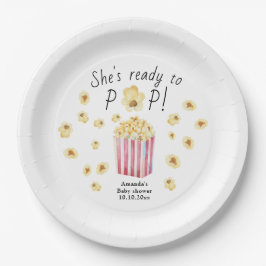 Sie ist bereit zum Pop Watercolor Popcorn Babydusc Pappteller