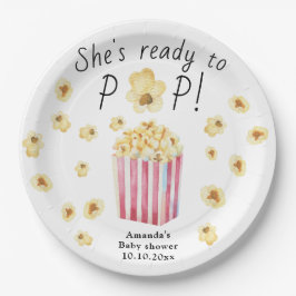 Sie ist bereit zum Pop Watercolor Popcorn Babydusc Pappteller