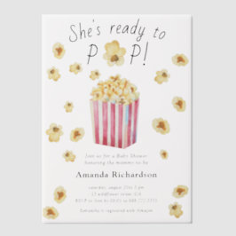 Sie ist bereit zum Pop Watercolor Popcorn Babydusc Pergament Einladungen