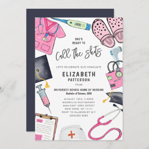 Sie ist Bereitete Call Shots Nurse Graduation Part Einladung
