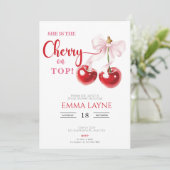 Sie ist Cherry on Top Coquette Brautparty In Einladung (Stehend Vorderseite)