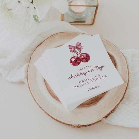 Sie ist das Cherry auf dem rosa Brautparty Serviette