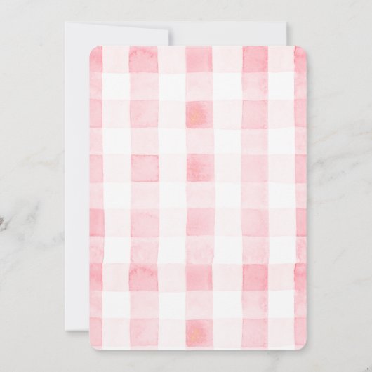 Sie ist das Cherry auf dem Top Pink Gingham Brautp Einladung (Rückseite)