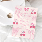 Sie ist das Cherry On Top Pink Bow Brautparty Einladung