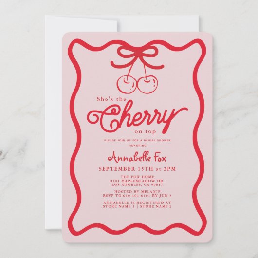 Sie ist die Cherry auf dem Hand gezeichnet Brautpa Einladung (Vorderseite)