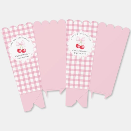 Sie ist die Cherry auf der rosa Bow Babydusche Geschenkschachtel (Ungeklappt)