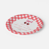 Sie ist die Cherry auf der Top Bow Cherry Baby Dus Pappteller (Schrägansicht)