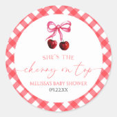 Sie ist die Cherry auf der Top Bow Cherry Baby Dus Runder Aufkleber (Vorderseite)