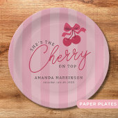 Sie ist die Cherry auf der Top Pink Baby Dusche Pappteller