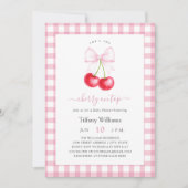 Sie ist die Cherry auf der Whimsical Bow Baby Dusc Einladung (Vorderseite)