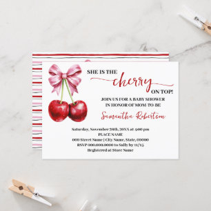 Sie ist die Cherry auf Top Pink Coquette Baby Dusc Einladung