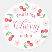 Sie ist die Cherry-on-Top-Baby-Dusche Runder Aufkleber (Vorderseite)