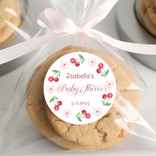 Sie ist die Cherry-on-Top-Baby-Dusche Runder Aufkleber