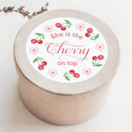Sie ist die Cherry-on-Top-Baby-Dusche Runder Aufkleber