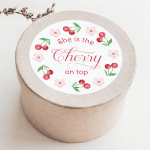 Sie ist die Cherry-on-Top-Baby-Dusche Runder Aufkleber