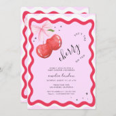 Sie ist die Cherry-on-Top Coquette Baby-Dusche Einladung (Vorne/Hinten)