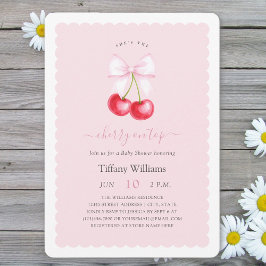 Sie ist die Cherry-On-Top-Pink Bow Baby-Dusche Einladung